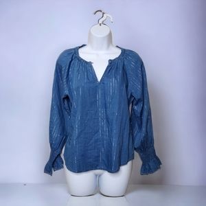 WHBM Lurex Chambray Striped Blouse